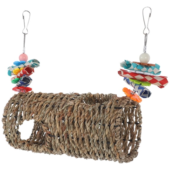 RENACLIPY 1Set Wear Resistant Dark Brown Bird Swing with Round Design for Pet Parrots Home Use