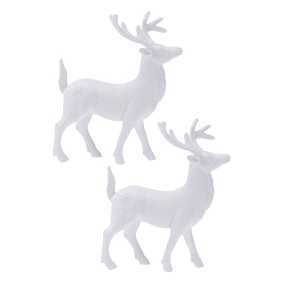 RENACLIPY White Decorative Deer Figurines Plastic Holiday Decor for Christmas and Festive Home Celebration