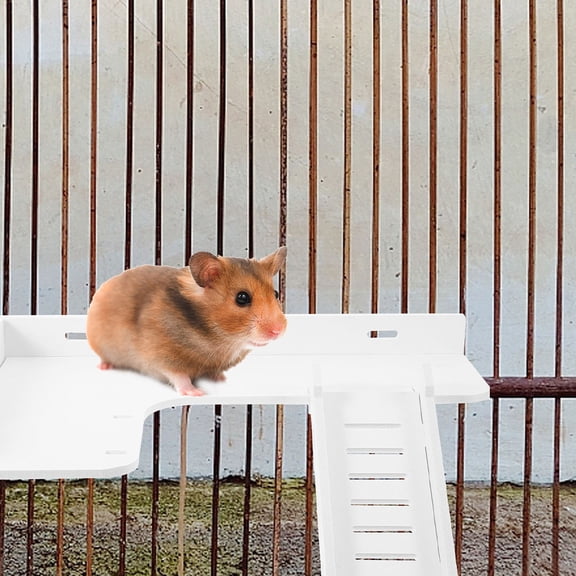 RENACLIPY White PVC Small Pet Cage Stand with 2 Platforms for Habitat Enhancement and Accessories