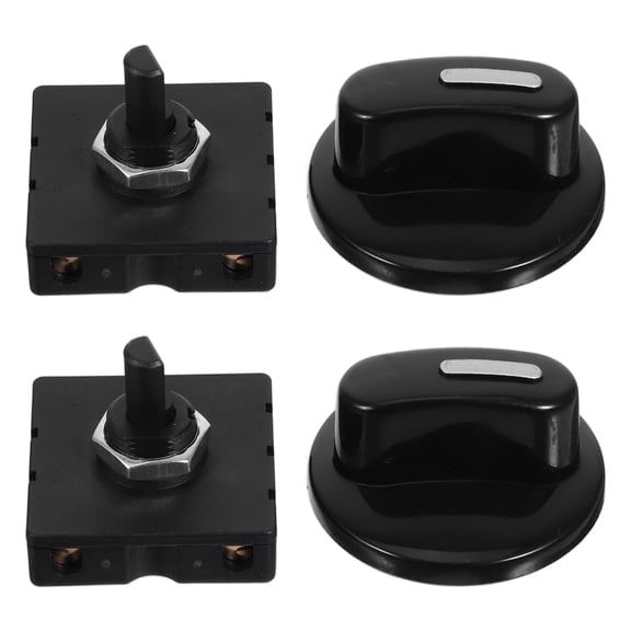 RENACLIPY Universal Heater Switch 4-Position Rotary Speed Control Knob Black 2-Pack for Fan Heater