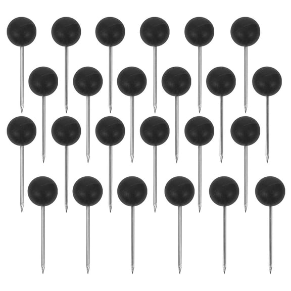 RENACLIPY 200Pcs Stainless Steel Round Head Push Pins for Map Cork Board Marking Black