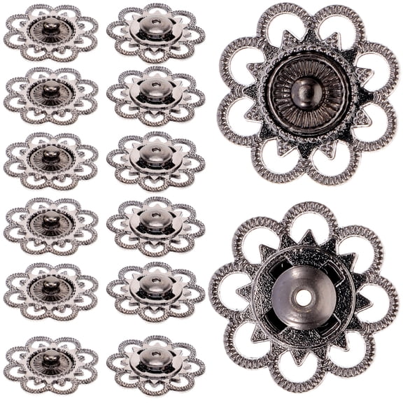 RENACLIPY 20Pairs Black Alloy Snap Button Fasteners for Coat Sweater Dress Embellishments