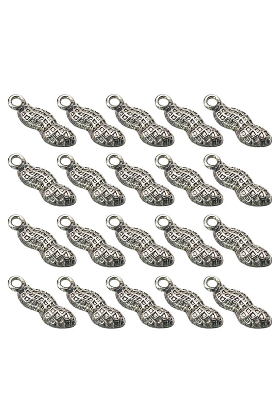 20pcs Peanut Charm Bulk Simple Design Silver Jewelry Making Supply Accessory for Friends Lovers