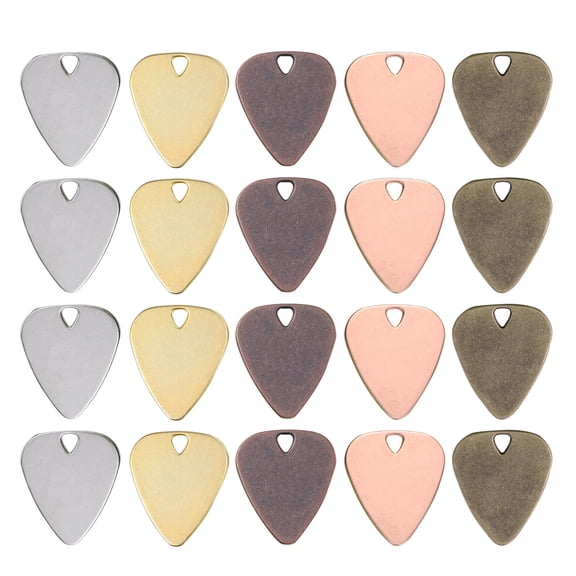 RENACLIPY 20Pcs Assorted Color Metal Guitar Pick Necklace Decor Lightweight Guitar Tool