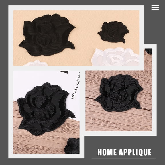 RENACLIPY 20-Pack Black Embroidered Iron-On Applique Patches for Clothes Repair, Craft Projects, and Decoration
