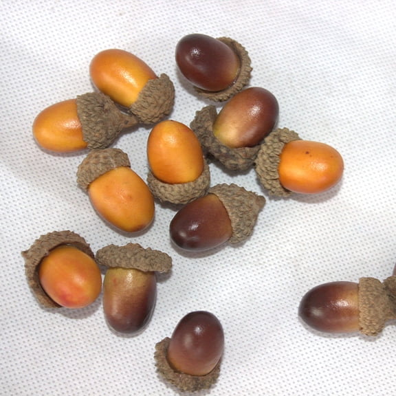 RENACLIPY 20Pcs Lifelike Brown Acorn Ornament for Autumn Wedding and Christmas Table Scatter