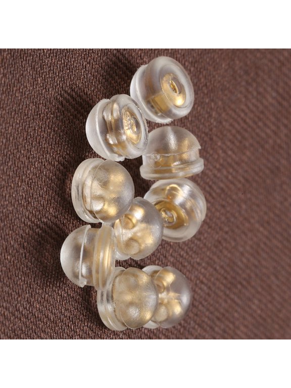 20Pcs Golden Silicone Earring Stoppers Comfortable Flexible Backs for Secure Ear Studs