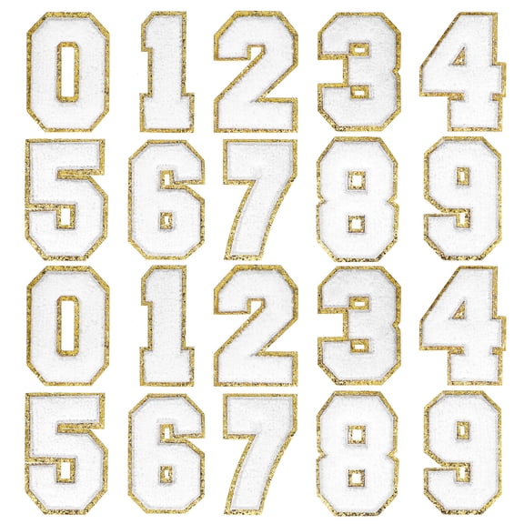 RENACLIPY 20-Pack Iron-On Number Patches for Team Sports Uniforms, Fabric Appliques for Shirts, , and Gear