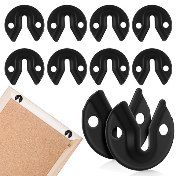 RENACLIPY 20Pcs Black Metal Heavy Duty Keyhole Brackets for Furniture and Picture Frame Hanging