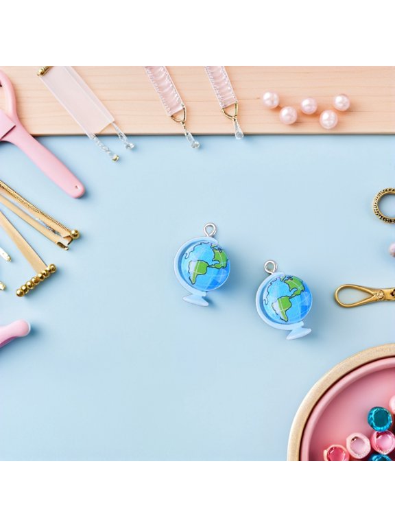 20 Pieces Sky Resin Globe Pendant Charms for Jewelry Making, Necklace, Bracelet Craft Accessories