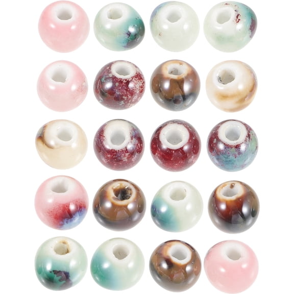 RENACLIPY 20 Pieces Assorted Color Small Round Ceramic Beads for Jewelry Making, Crafting, and Decorative Projects