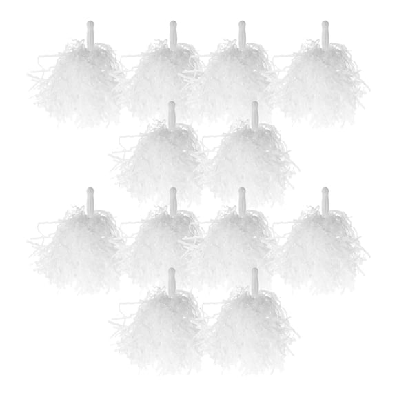 RENACLIPY 24Pcs Premium White Metallic Cheer Props with Lightweight Handles for Cheerleading Displays and Decorations