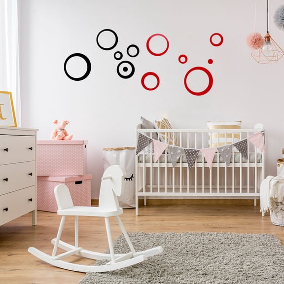 RENACLIPY 24-Pack Red Acrylic Circle Wall Decals with Mirror Effect for Home Decor and Interior Design