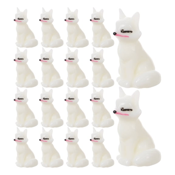 RENACLIPY 24Pcs White Fox Figurine Resin Garden Decor for Creative DIY Desktop Decoration