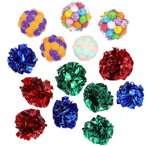 RENACLIPY 25 Pcs Multi-Colored Cat Toys Fuzzy for Indoor Play, Exercise, and Entertainment