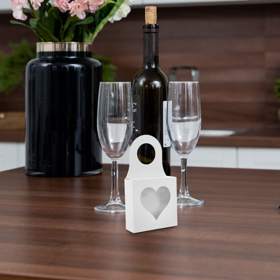 RENACLIPY 25Pcs Paper Wine Bottle Hanger Box White with Window Handle Stylish Decorative Storage