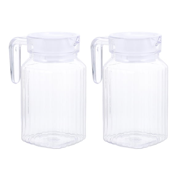 RENACLIPY 2-Pack Clear Plastic Pitchers for Home and Family Use, -Free, 6.3 x 3.3 x 3.3 Inches
