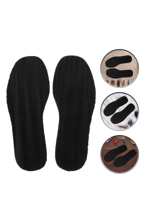 2Pairs Boot Sole Repair Patches Flexible Black Rubber Sole Cushion for Home Use
