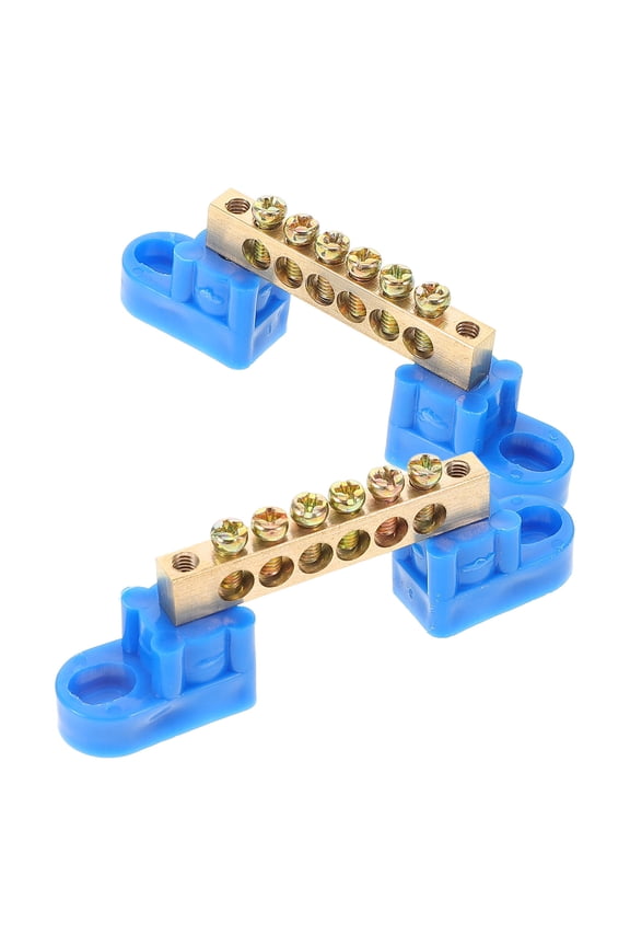 2Pcs Electrical Grounding Bus Bar Copper Material with 6 Terminal Positions
