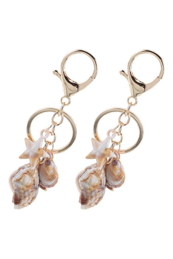 2-Pack Acrylic Seashell Keychains with Nautical Conch & Charms, Stylish Ocean Beach Bag Accessories