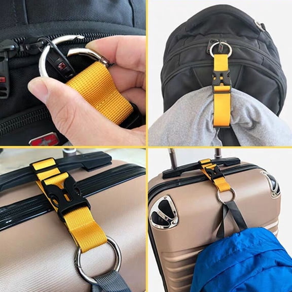 RENACLIPY 2Pcs Adjustable Yellow Luggage Straps with Buckle Durable Double Layer Webbing for Travel
