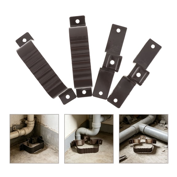 RENACLIPY 2Pcs Aluminum Alloy Downspout Strap with Pipe Saddle Clamp for Exterior Wall Mount Gutter Support