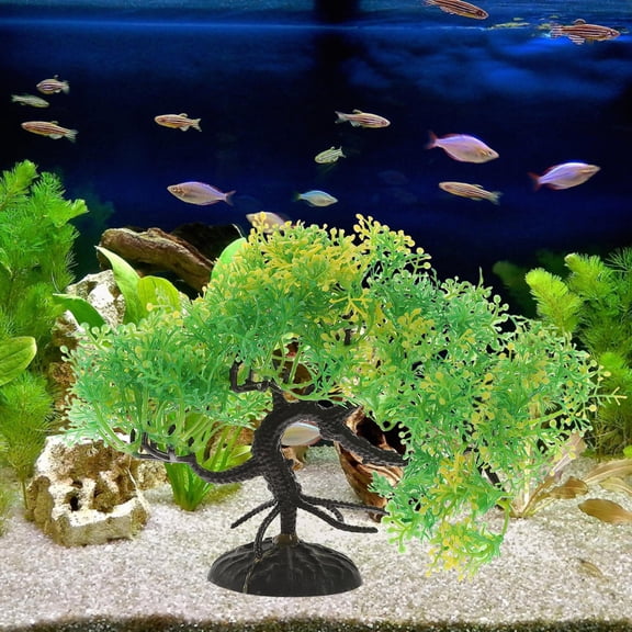 RENACLIPY 2Pcs Aquarium Dcor Fish Tank Structure Decor Artificial Pine Tree Plant in Green