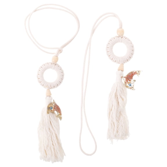 RENACLIPY 2-Pack Beige Curtain Tiebacks with Elegant Tassels, Boho Decorative Rope Holdbacks for Living Room and Bedroom Drapery
