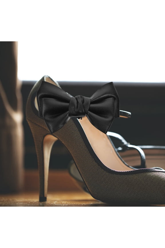 2-Pack Black Bow Knot Shoe Clips Decorative Jewelry Accessories for Party, Street, and Everyday Wear