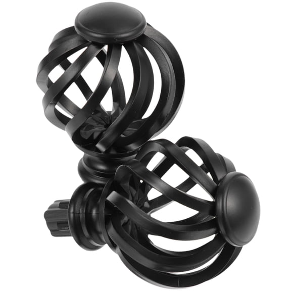 RENACLIPY 2-Pack Black Decorative Curtain Rod Finials with Plastic Ends for Curtain Poles