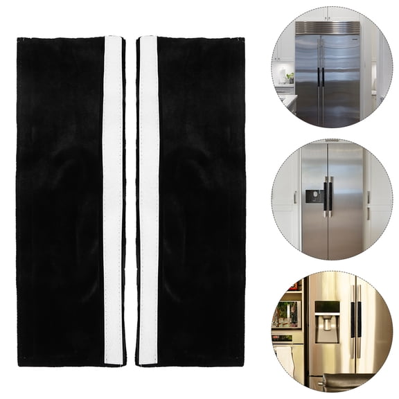 RENACLIPY 2-Pack Black Refrigerator Handle Covers Soft Washable Door Protectors for Home Kitchen Appliance