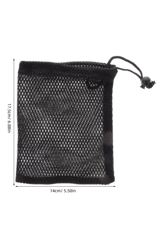 2-Pack Black Mesh Drawstring Bags for Organizing Small Items, Lightweight Storage Pouches 17.5x14x0.5 cm