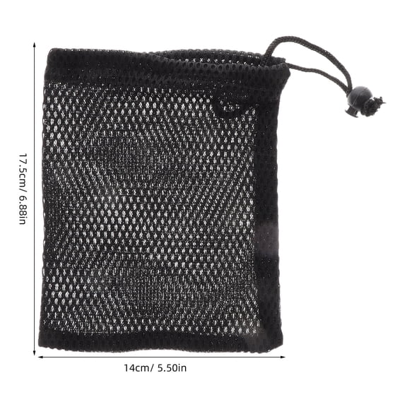 RENACLIPY 2-Pack Black Mesh Drawstring Bags for Organizing Small Items, Lightweight Storage Pouches 17.5x14x0.5 cm