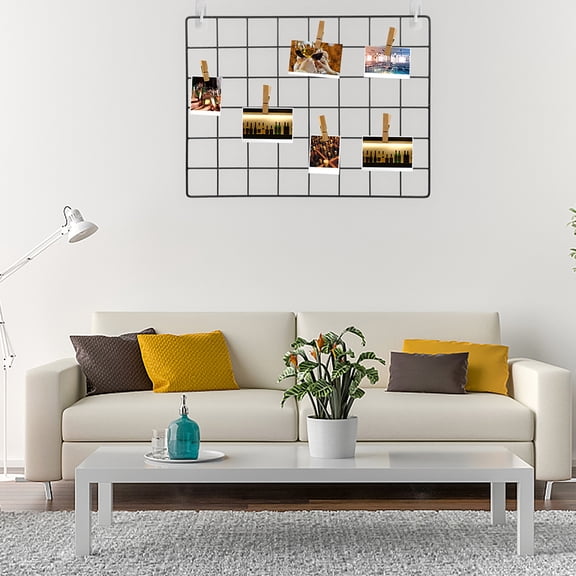 RENACLIPY 2-Pack Black Metal Wall Grid Panels for Photo Display, Decorative Wall Storage, and Organization Tool