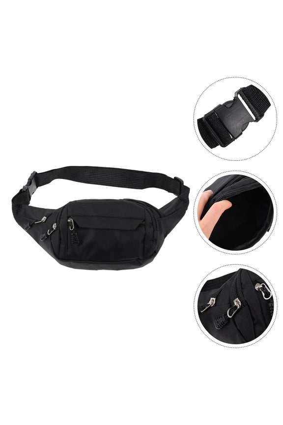 2Pcs Black Waist Packs For Men Portable 14.2x5.9x2in