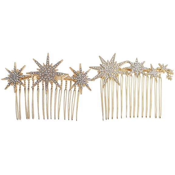 RENACLIPY 2Pcs Bridal Golden Hair Comb with Rhinestone Design Perfect for Wedding and Formal Use