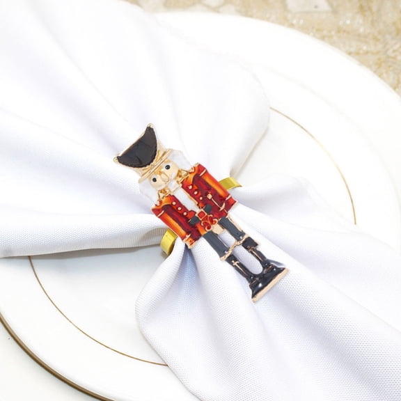 RENACLIPY Set of 2 Nutcracker Napkins with Alloy Multi-Color Holiday Table Decor Accessories for Festive Dining