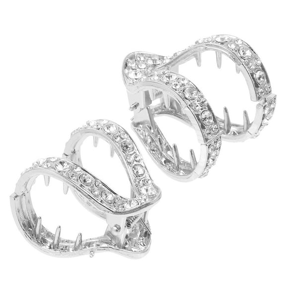 RENACLIPY 2Pcs Silver Rhinestone Ponytail Hair Clips for Short Hair High Ponytail Fixation