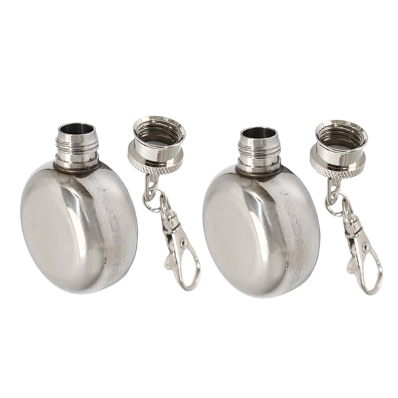 RENACLIPY 2-Pack Compact Stainless Steel Pocket Flask with Keychain, Portable Outdoor Travel Bottle