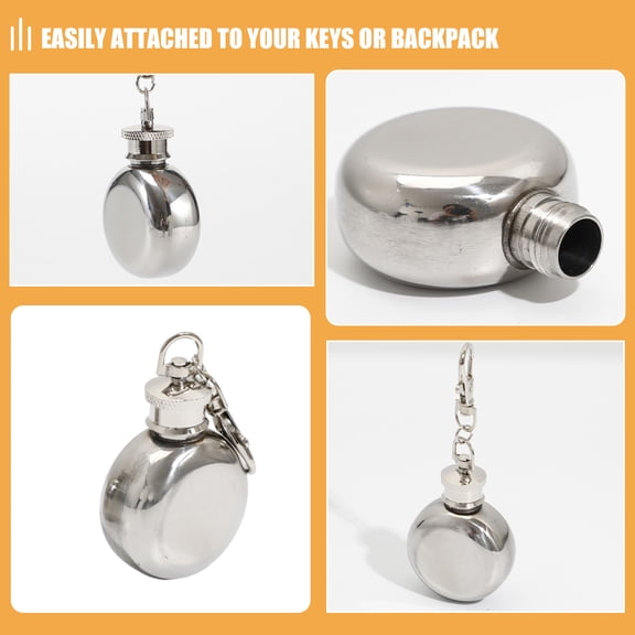 RENACLIPY 2-Pack Compact Stainless Steel Pocket Flask with Keychain, Portable Outdoor Travel Bottle