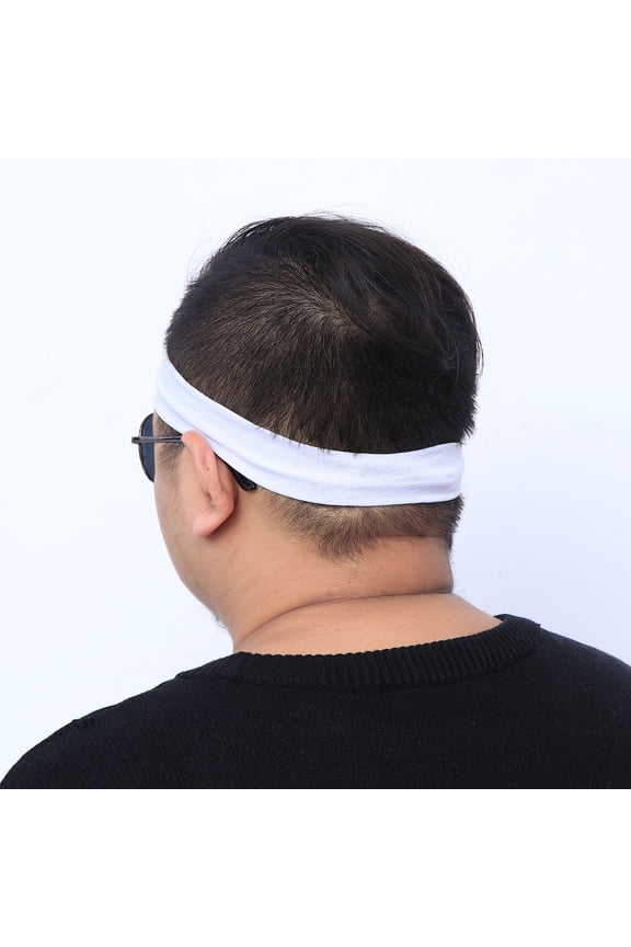 2Pcs Dance Biker Wide Headband White Cloth Sweat Absorbing Elastic Stretchy Hairband