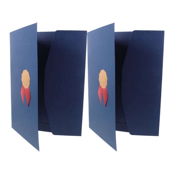 RENACLIPY 2Pcs Portable Dark Blue Diploma Holders Paper Material with Rounded Corners