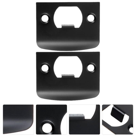RENACLIPY Black Stainless Steel Door Lock Plate, 2 Pieces Set for Secure and Standard Door Installation