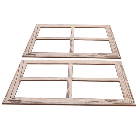 RENACLIPY 2Pcs Farmhouse Faux Window Frame Rustic Wood Wall Decor with Photo Display for Living Room and Kitchen