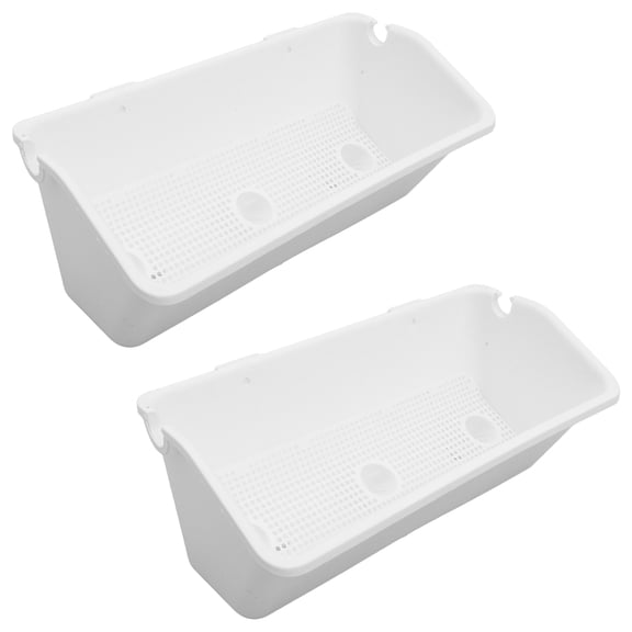 RENACLIPY 2-Pack White Metal Hanging Flower Pot Buckets with Plastic Holders for Garden and Home Decor