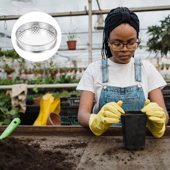 RENACLIPY 2Pcs Garden Soil Sifters Round Stainless Steel Mesh Sieve Tool for Filtering Rocks and Debris