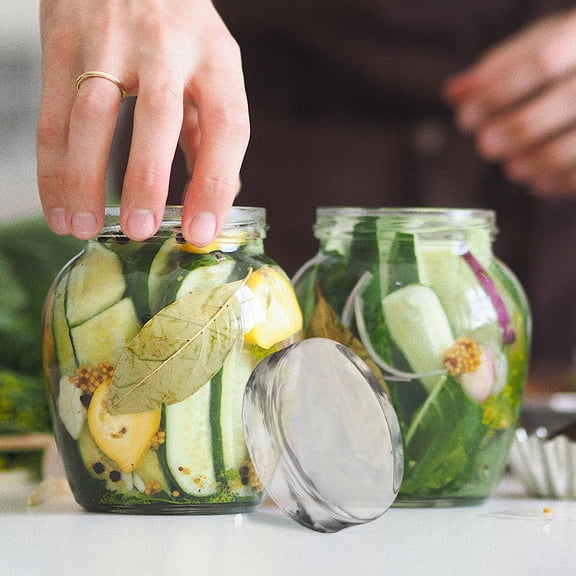 RENACLIPY 2Pcs Sturdy Glass Pickling Jar Weights with Smooth Grip for Home Fermentation Use