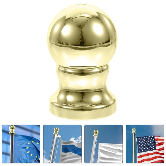 RENACLIPY 2Pcs Golden Flag Pole Ball Topper Decorative Flagpole Parts Weather Resistant