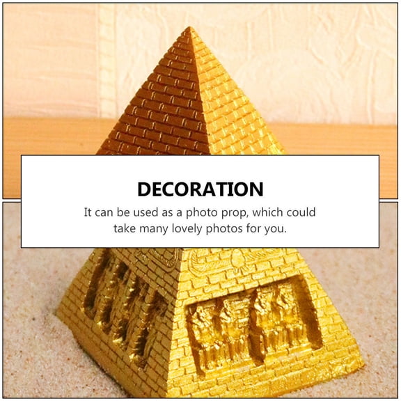 RENACLIPY 2Pcs Golden Resin Pyramid Handicrafts Decorative Art Crafts for House and Photo Props