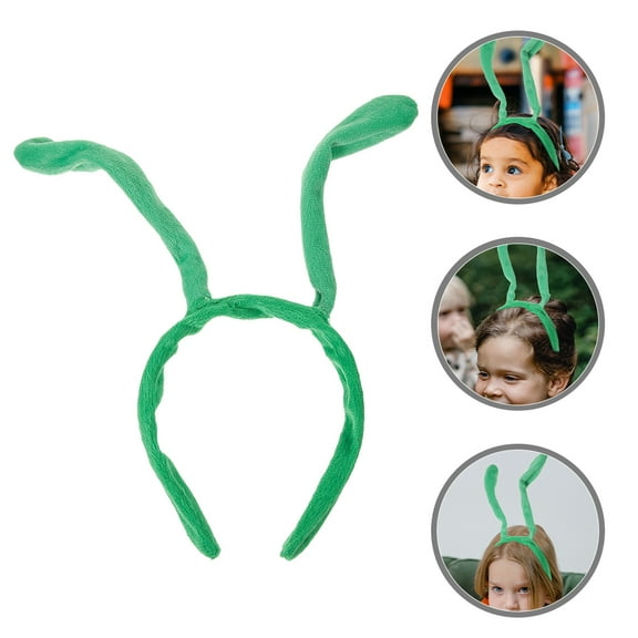 RENACLIPY 2Pcs Green Plush Insect Antenna Headband Funny Costume Hairband for Party Use